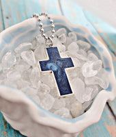 Cross Cremation Necklace Made with your loved one's actual ashes