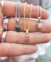 Tiny Square Cremation Ash Necklace