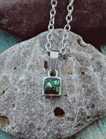 Tiny Square Cremation Ash Necklace