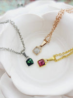 Tiny Square Cremation Ash Necklace