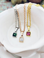 Tiny Square Cremation Ash Necklace