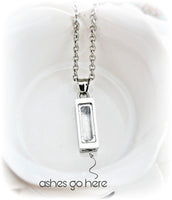 SALE- Rectangle Bar Cremation Necklace - Locket Necklace