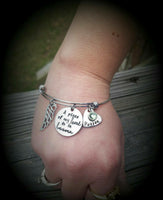Memorial Bracelet - A piece of my heart is in heaven - Sympathy Gift - Child loss bracelet - Childhood Cancer - Angel Wing Bracelet Custom