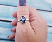 Actual Flower 8x10mm Oval Ring