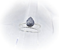 Sterling Silver Teardrop Cremation Rope Stacking Ring
