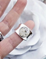Wide Band Sterling Silver Cremation Ring 10mm