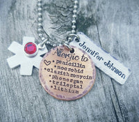 Rustic Medical Alert Necklace - Media Alert Cute - Medical ID - Medical Alert Jewelry - Diabetic - Allergy Necklace Mixed Metals