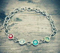 Swarovski Crystal Birthstone Bracelet With up to 13 birthstones Grandma's Grandchildren - Mom Bracelet - Mom Birthday Gift - Custom Made