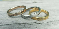 Stacking Personalized Ring - Wear alone or as a set! - Stainless Steel Hand stamped rings - Name Ring - Rose Gold, Gold, and Silver - Custom