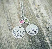 Mother's Necklace - Custom made with kid's names and birthstones - Gift for Mom - Birthstone Heart Jewelry - Personalized