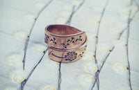 Rustic Copper Dandelion Wrap Ring - Custom Made - Hand Stamped - Hand Made - Wish Ring - Gift for her - Friendship Ring