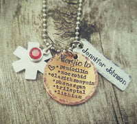 Rustic Medical Alert Necklace - Media Alert Cute - Medical ID - Medical Alert Jewelry - Diabetic - Allergy Necklace Mixed Metals