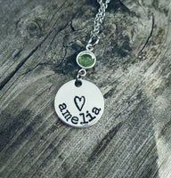 Mother's Necklace - Custom made with kid's names and birthstones - Gift for Mom - Birthstone Heart Jewelry - Personalized