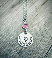 Mother's Necklace - Custom made with kid's names and birthstones - Gift for Mom - Birthstone Heart Jewelry - Personalized