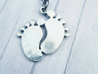 Personalized Feet Necklace - Birthstone Necklace - Baby Feet Necklace - Footprint Jewelry - New Mom Gift - Child's name necklace - Memorial