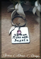 Personalized "My Pops rides with angels" Motorcycle "My Dad rides with angels" Memorial hand stamped swarovski crystal birthstone