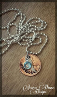 Pennies from Heaven * Hand Stamped Necklace * Choose your Year * Heart Stamp * Angel Wing * Memorial Jewelry* Keepsake necklace