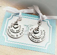 Set of 2 Wedding Bouquet Charms * Grandparents * Parents * Double Stacked * Swarovski Crystal * Personalized * Bridal Charm * Hooks onto Bou