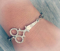 Rhinestone Scissors Bracelet - Hairdresser - Cosmetologist - Hair Stylist - Cosmetology - Beauty School Gift - Heart Clasp