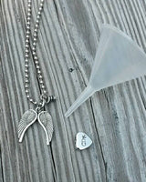 Cremation Necklace Dad - Angel Wings - Tiny Urn Necklace - Custom Made Urn necklace - Heart Necklace - Memorial Necklace - My Angel