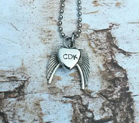 Cremation Necklace Dad - Angel Wings - Tiny Urn Necklace - Custom Made Urn necklace - Heart Necklace - Memorial Necklace - My Angel