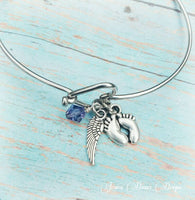 Infant Loss Bracelet - Stainless Steel Heart Bangle - Heart Hook Bracelet - Pregnancy loss - Birthstone Bracelet - Angel Baby Bangle