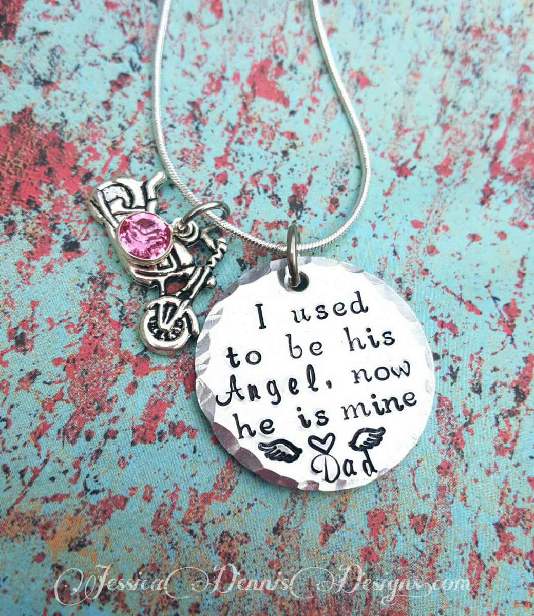 Norya Cremation Urn Necklace - "I Used To Be His Angle, Now He's Mine" Stainless Steel Memorial Pendant - View #8