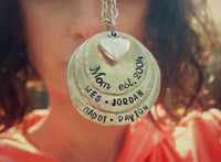 3 Layer Pewter Disc Necklace,  Mother's Necklace,  Mom Gift, Mother's Day, Personalized Hand Stamped Jewelry,  Sterling Silver Alternative