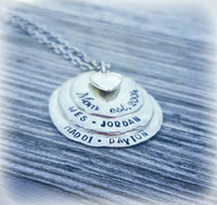3 Layer Pewter Disc Necklace,  Mother's Necklace,  Mom Gift, Mother's Day, Personalized Hand Stamped Jewelry,  Sterling Silver Alternative