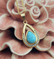 
              Turquoise Teardrop Urn Pendant Necklace
            