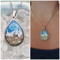 
              Teardrop Beach Cremation Necklace Made with your loved one's actual ashes
            