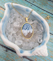 
              Oval Beach Cremation Necklace Made with your loved one's actual ashes
            