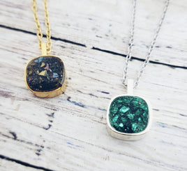 Square Cremation Ash Necklace