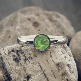 Iridescent Green Moonstone Ring