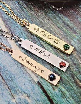 Personalized Cremation Bar Necklace Made with your loved one's actual ashes