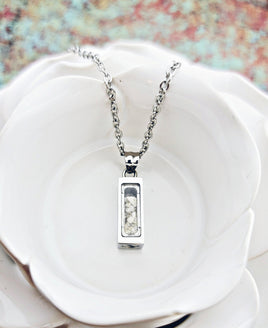 SALE- Rectangle Bar Cremation Necklace - Locket Necklace