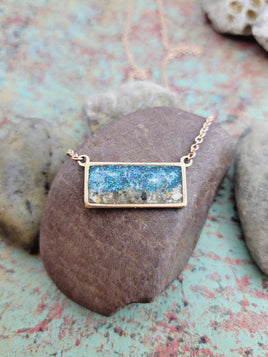 Beach Cremation Bar Necklace Made with your loved one's actual ashes