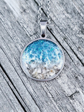 Beach Cremation Necklace Made with your loved one's actual ashes