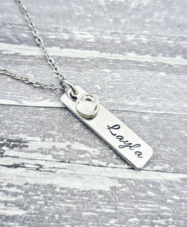 Hand Stamped Name Necklace - Personalize It! - Heart Necklace