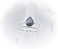 
              Sterling Silver Teardrop Cremation Rope Stacking Ring
            