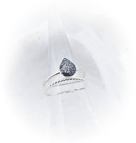 Sterling Silver Teardrop Cremation Rope Stacking Ring