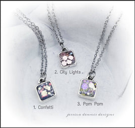 Square Cremation Ash Necklace