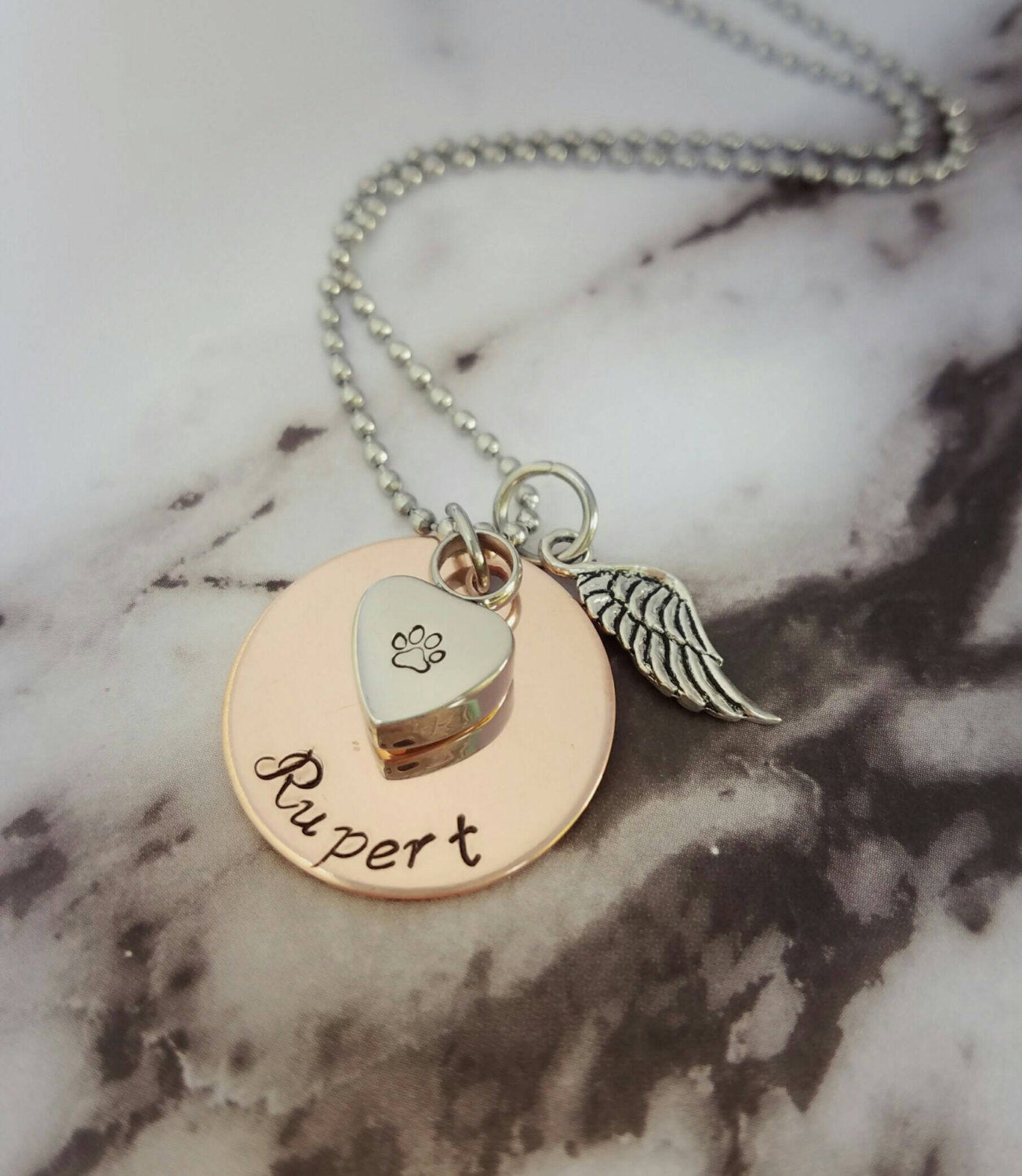 Pet loss Cremation Necklace Copper Urn Necklace Custom Made
