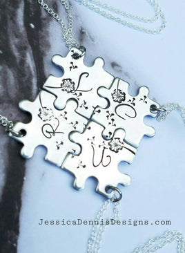 Puzzle Piece Necklaces - Personalized with initials of your choice! - Dandelion puzzle pieces - Monogram Puzzle - Best Friends