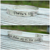 
              There's this boy he stole my heart, he calls me Momma Grandma Auntie - Custom Made to order solid sterling silver bracelet - Hand Stamped
            