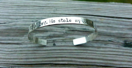 There's this boy he stole my heart, he calls me Momma Grandma Auntie - Custom Made to order solid sterling silver bracelet - Hand Stamped