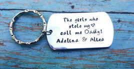 Personalized Dad Daddy Dog tag style Keychain * Say what you want