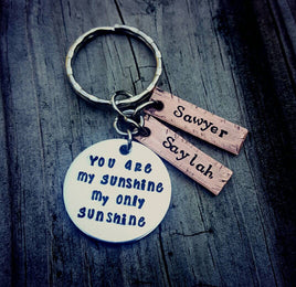 You are my sunshine, my only sunshine - Mixed Metals Mother's Keychain - Grandmother's Keychain - Children's names  - Personalized