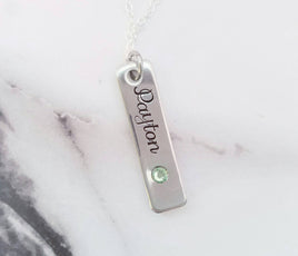Solid Pewter Mother's Necklace - Anniversary Gift - Mom or Wife - Choose your Bar Quantity - Birthstones included - Gifts for her - New mom