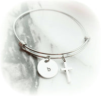 
              Mother Daughter Cross Bracelets - Initial Bracelet - Choose your quantity - Adjustable Bracelets - Gifts for her - Hand Stamped
            